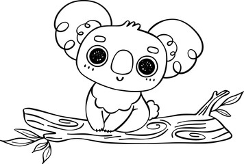 Koala on tree outline