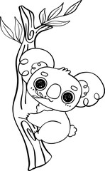 Koala on tree outline
