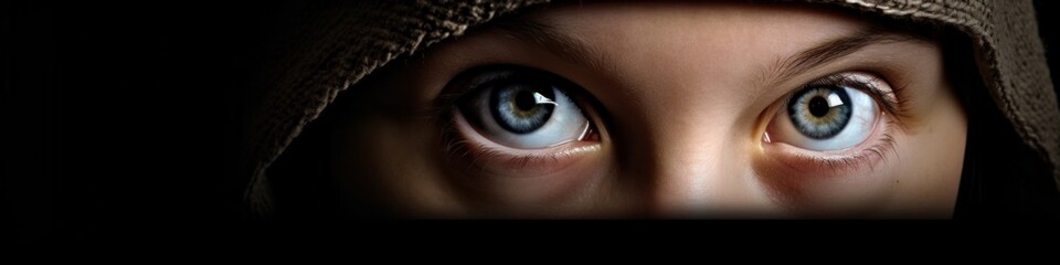 Obraz premium Intense Gaze in a Dark Background, Unique Ambient Occlusion Capture