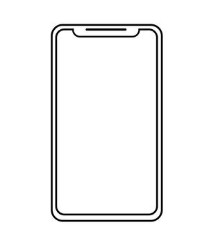 Very minimal smartphone mockup with fine line on a white background