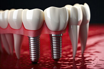Fototapeta na wymiar implant of dental bridge, dental implant piercing