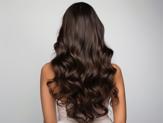 Naklejka premium Beautiful wavy shiny hair. Back view