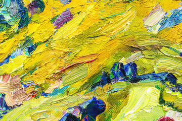 Colorful abstract oil painting art background. Texture of canvas and oil.