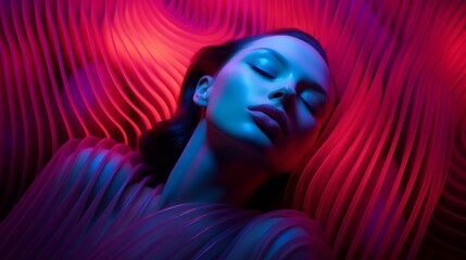 Neon Dreams in Ultraviolet
A model bathed in ultraviolet neon light, evoking a dream-like state.