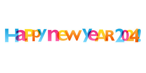 HAPPY NEW YEAR 2024! colorful vector typography banner