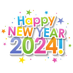 HAPPY NEW YEAR 2024! colorful vector typography banner