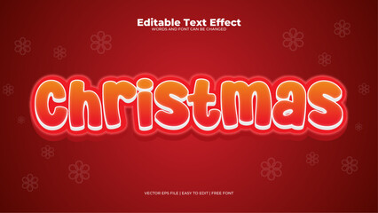 Fototapeta na wymiar Red and white christmas 3d editable text effect - font style