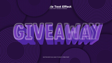 Purple violet giveaway 3d editable text effect - font style