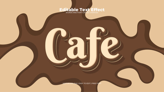 Beige and brown cafe 3d editable text effect - font style