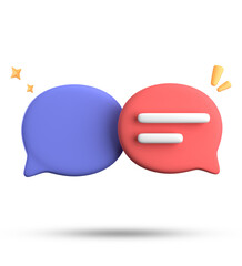 3d rendering of speech bubble with notification icons, 3D pastel chat icon set. Set of 3d speak bubble.
