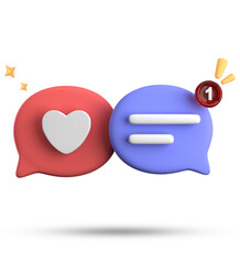 3d rendering of speech bubble with notification icons, 3D pastel chat icon set. Set of 3d speak bubble.