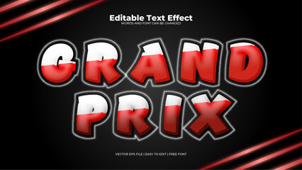 Black red and white grand prix 3d editable text effect - font style