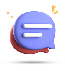 3d rendering of speech bubble with notification icons, 3D pastel chat icon set. Set of 3d speak bubble.