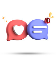 3d rendering of speech bubble with notification icons, 3D pastel chat icon set. Set of 3d speak bubble.