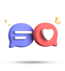 3d rendering of speech bubble with notification icons, 3D pastel chat icon set. Set of 3d speak bubble.