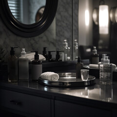 luxury bathroom with skincare products for men - 660864483