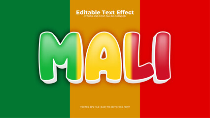 Green red and yellow mali 3d editable text effect - font style
