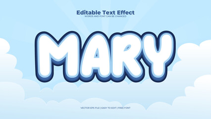 Blue and white mary 3d editable text effect - font style