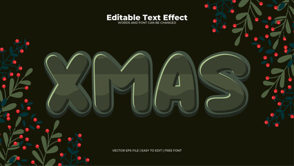 Fototapeta na wymiar Green and red xmas 3d editable text effect - font style