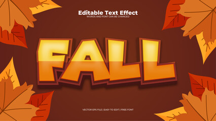Brown orange and yellow fall 3d editable text effect - font style - obrazy, fototapety, plakaty