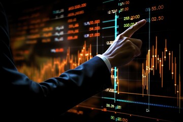Financial Success Businessman and Investment Concept with Graph and Digital Screen, ai generated
