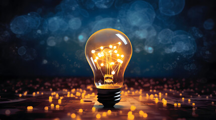 Glowing light bulb. Concept of ideas, innovation, and inspiration - obrazy, fototapety, plakaty