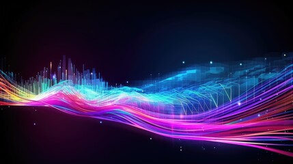 Futuristic big data stream, digital data flow motion technology background