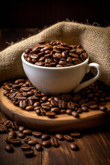Fototapeta premium Cup of coffee beans
