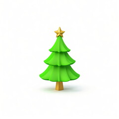 3d decorated Christmas tree icon isolated on white background. 3d rendering illustration