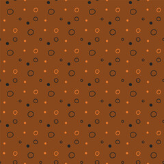 Seamless pattern for halloween party with orange and black circles and dots. Wrapping, for kids fabric, posters