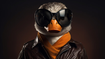 Image of a duck wore sunglasses