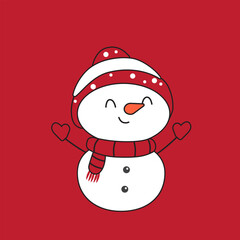 Cute snowman. Vector illstration card.