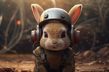 cute bunny wearing headgear. Generative AI