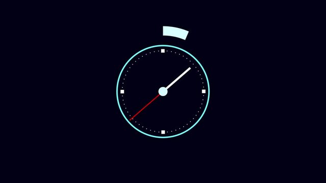 Futuristic clock with moving arrows on dark background. Dynamic fast speed timer watch. HUD motion design element for  injecting energy into your projects.