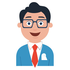 A young male company employee is smiling in a cartoon version.