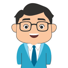 A young male company employee is smiling in a cartoon version.