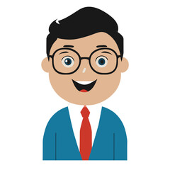 A young male company employee is smiling in a cartoon version.