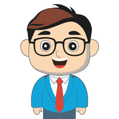 A young male company employee is smiling in a cartoon version.
