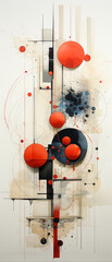 Abstract color composition with circles and blots in grunge style.