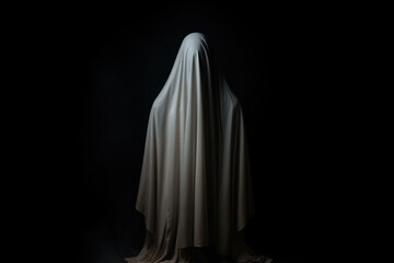Creepy ghost on black background