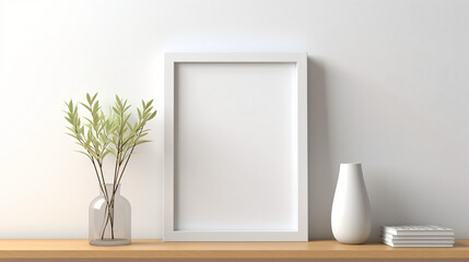 Picture frame with small plant in vase