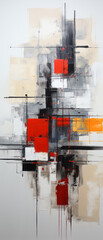 Abstract art. Modern red and black color painting. Contemporary art