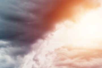 Beautiful sky with clouds. Cirrus clouds in the sky background. Natural backdrop.