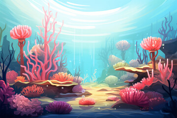 Fototapeta na wymiar vector illustration of a beautiful anemone in the sea