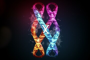 X chromosome on DNA background. Generative AI