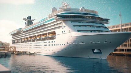 Fototapeta na wymiar Cruise Ship, beautiful white cruise ship above luxury in the ocean sea, exclusive tourism travel on holiday take