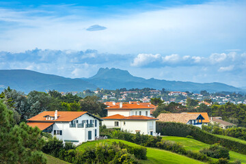 Rural basque architecture and surroundings of the French town of Saint-Jean-de-Luz - obrazy, fototapety, plakaty