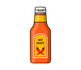 Hot chili sauce bottle cartoon vector illustration  isolated on white background