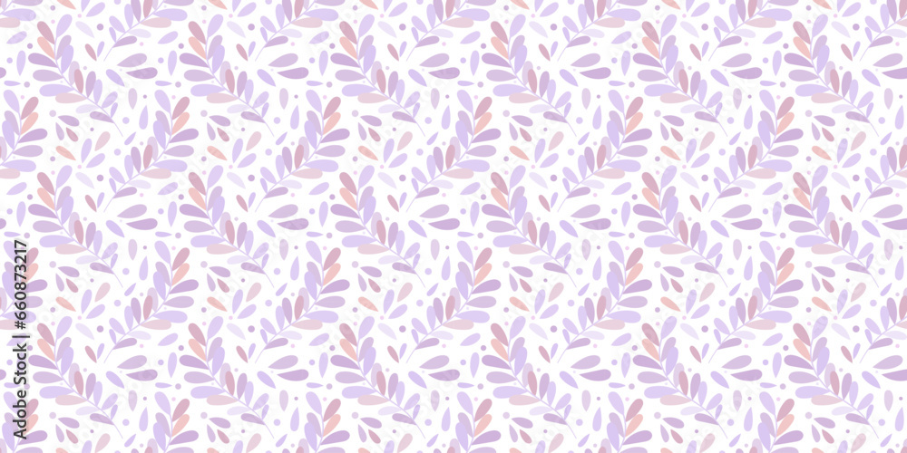 Poster purple vector background with leaves, monochromatic seamless pattern with leaf illustrations