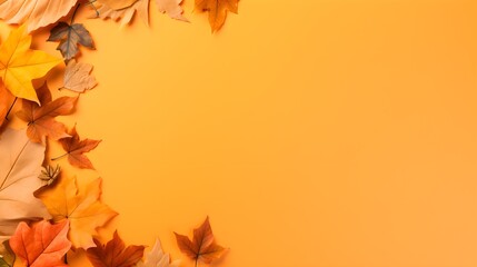 Naklejka na ściany i meble Autumnal Frame with Copy Space: Vibrant Orange Background